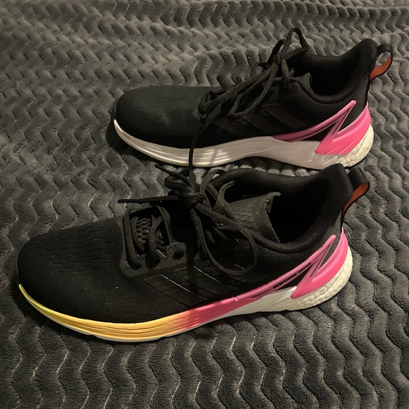 adidas Shoes - adidas Black and Pink Gradient Women's Athletic Shoes